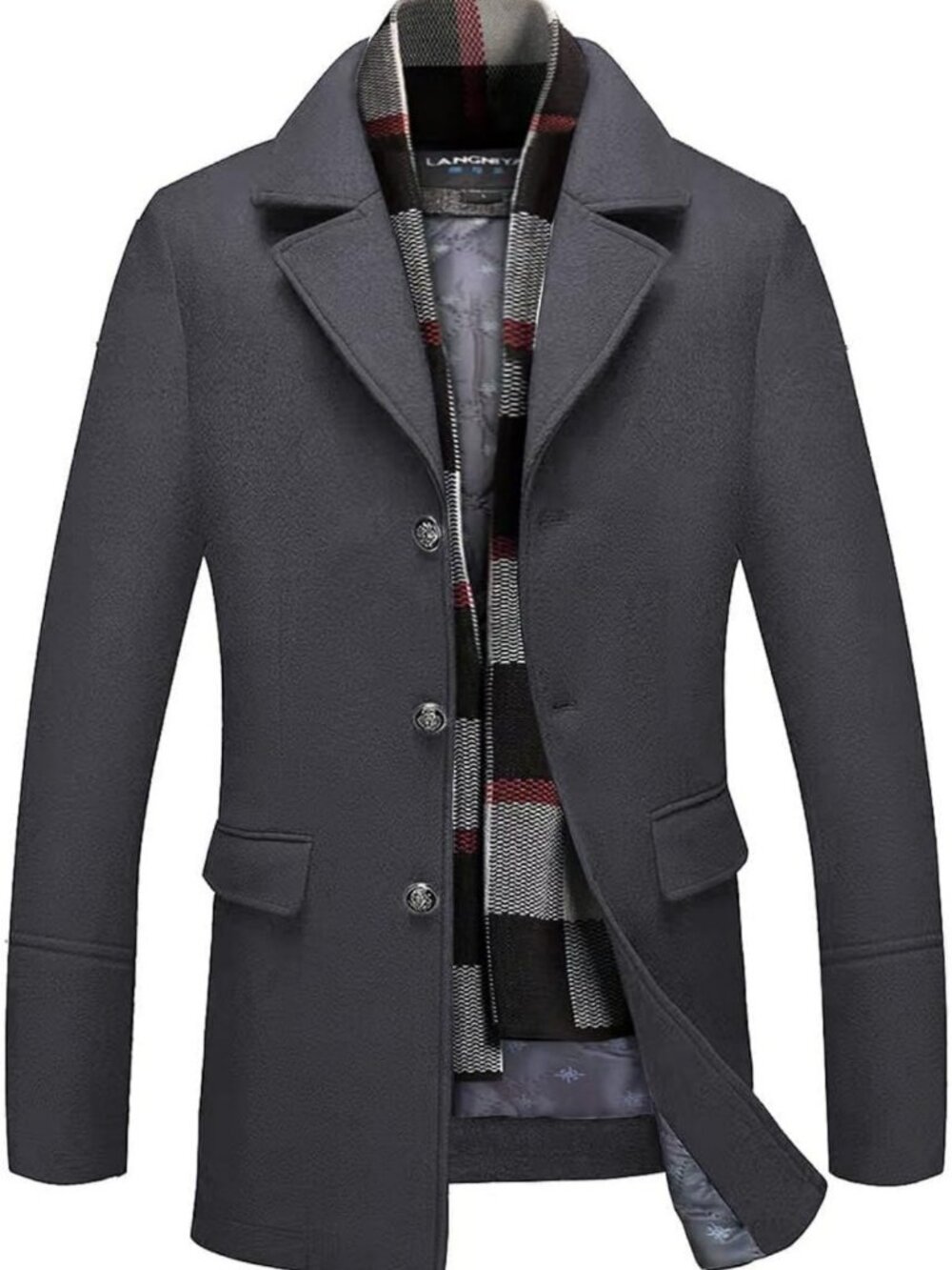 Stylish Men's Wool Blend Single Breasted Trench Coat - Warm & Versatile